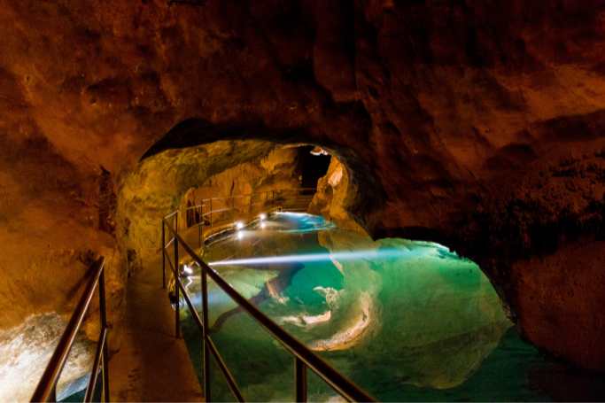 Water pool in river cave at the Jenolan Caves Australia