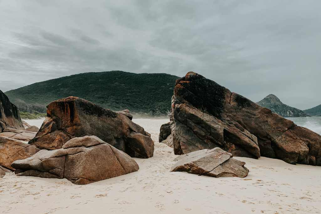 The rocks at box beach in port stephens