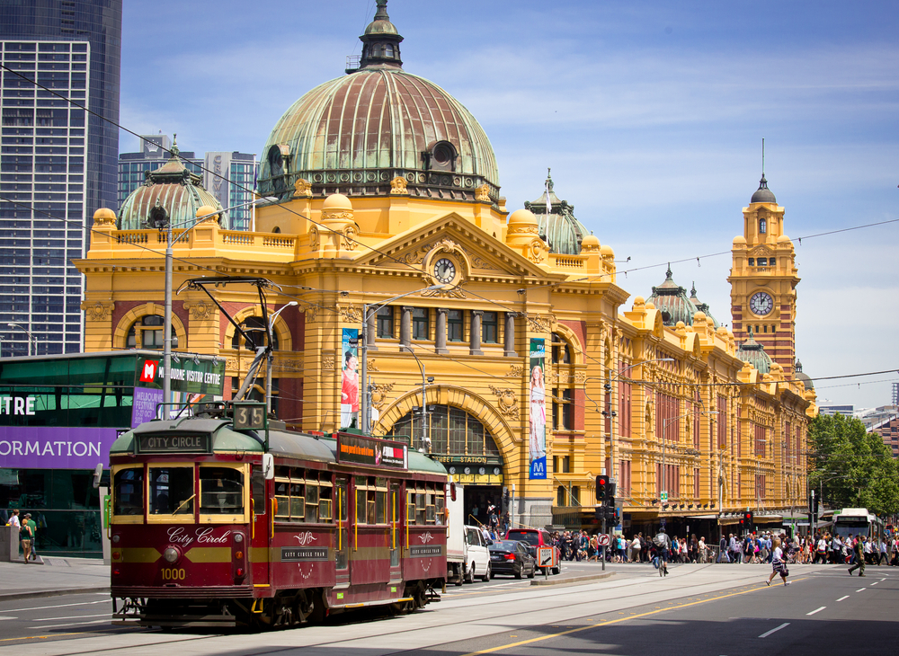 Iconic Flinders Street Station was completed in 1910 and is used by over 100,000 people each day - 29 October 2012, Melbourne Australia,